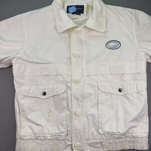 Vintage Gant Mens Jacket White Small "Nantucket Boat Basin" Bomber Buttons S